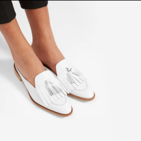 Everlane Shoes - Everlane Modern Tassel Slip On White Leather Mules Size 11